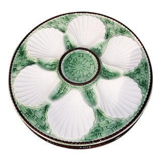 1900s St. Clement Majolica Oyster PLates, Set of 6 For Sale