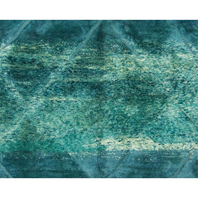 Textile Ombre Diamond-Lattice Hand-Knotted Moroccan Wool Rug | 10'1" X 6'9" | One of a Kind For Sale - Image 7 of 10