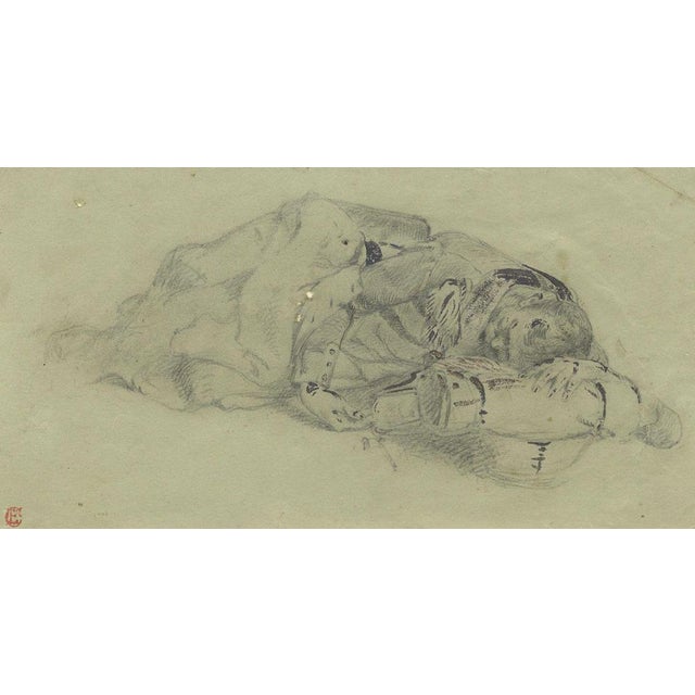 Ernest Crofts RA, Resting Soldier Study, Waterloo, Late 19th Century, Graphite Drawing For Sale - Image 5 of 5