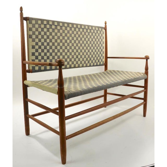 1980s Shaker Style Bench With Woven Seat And Back Chairish