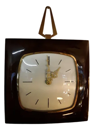 Mid-Century German Wall Clock Ato-Mat in Dark Walnut & Light Birch, 1950s