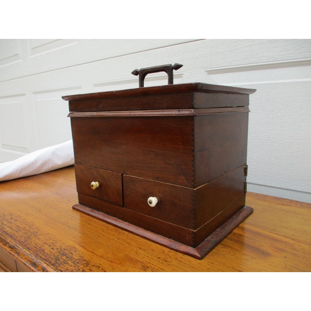 Antique Folk Art Hand Carved Jewelry Box or Trinket Box For Sale - Image 6 of 12