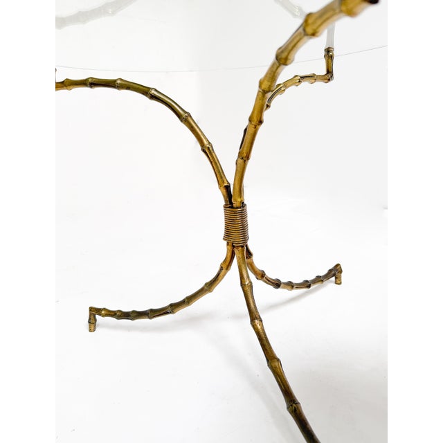 Maison Baguès Cocktail Table With Glass Top Over Faux Bamboo Base of Brass For Sale - Image 10 of 10