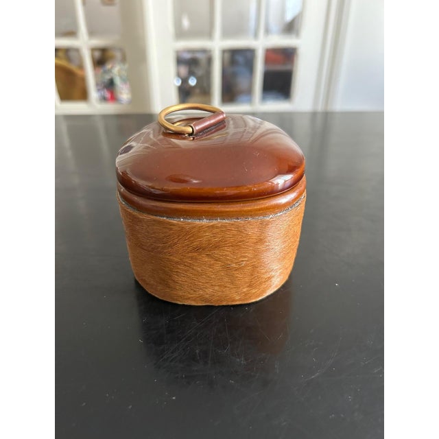 Ceramic and Leather Box from Longchamp, 1950s For Sale - Image 6 of 11