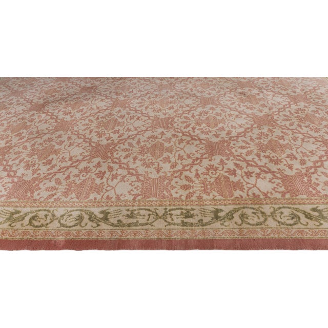 Vintage Circa 1960 Light Brick Spanish Hand Knotted Rug 12'5 X 14'2 For Sale - Image 4 of 11