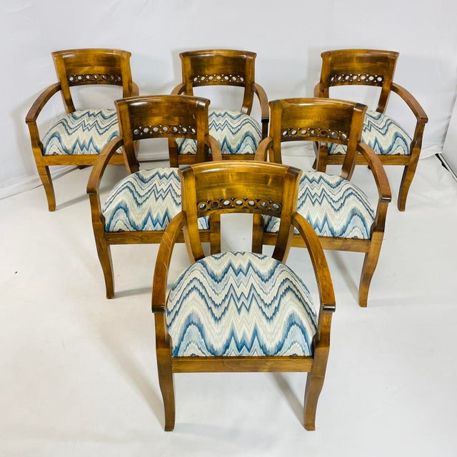 Mid-Century Modern Set of 6 Solid Wood Dining Room Armchairs, Usa 1970s For Sale - Image 3 of 12