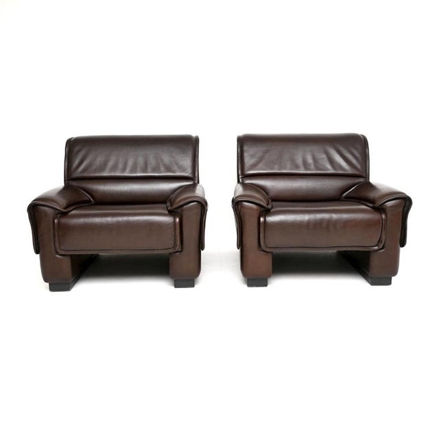 1960s Vintage Leather Armchairs and Ottoman from de Sede, 1960s, Set of 3 For Sale - Image 5 of 11