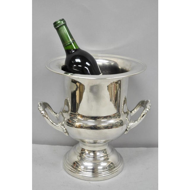 Vintage Victorian Silver Plated Trophy Cup Urn Champagne Wine Chiller Ice Bucket. Circa Mid 20th Century. Measurements:...