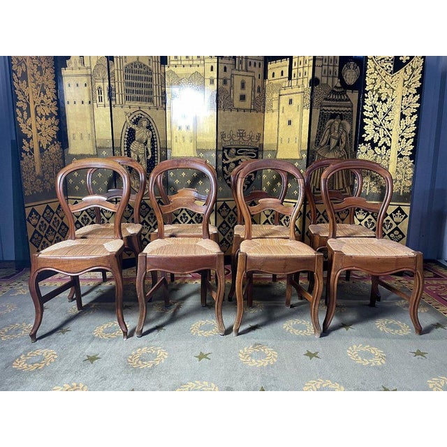 Louis Philippe Straw Chairs, Set of 8 For Sale - Image 11 of 11
