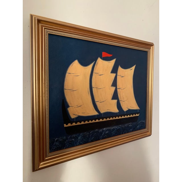 Traditional Contemporary Impressionist Style Seascape Painting on Canvas, Framed For Sale - Image 3 of 5