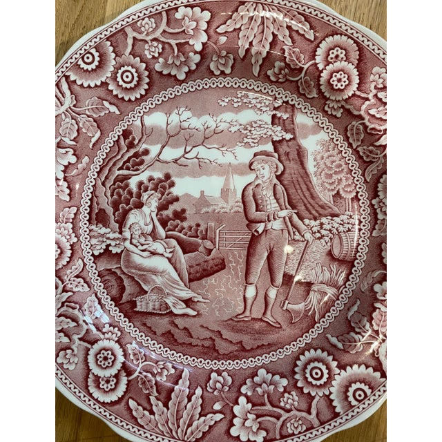 Vintage 1990’s Spode Archive Collection Cranberry Transferware Plates - a Set of 4 For Sale In New Orleans - Image 6 of 11