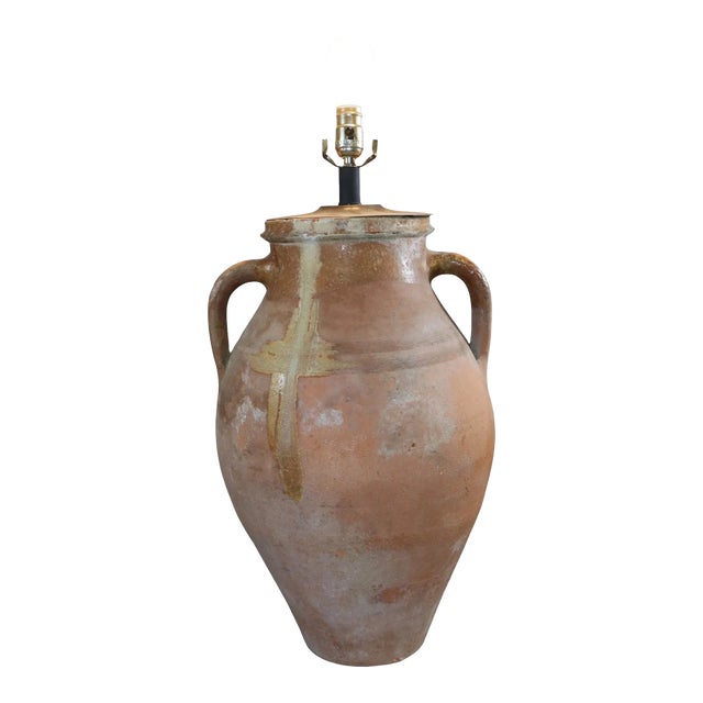 Late 19th Century Italian Terracotta Oil Jar Converted to Lamp For Sale