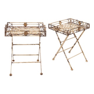 Folding Side Tray Tables, Art Deco Period, Metal, French, 1930s For Sale