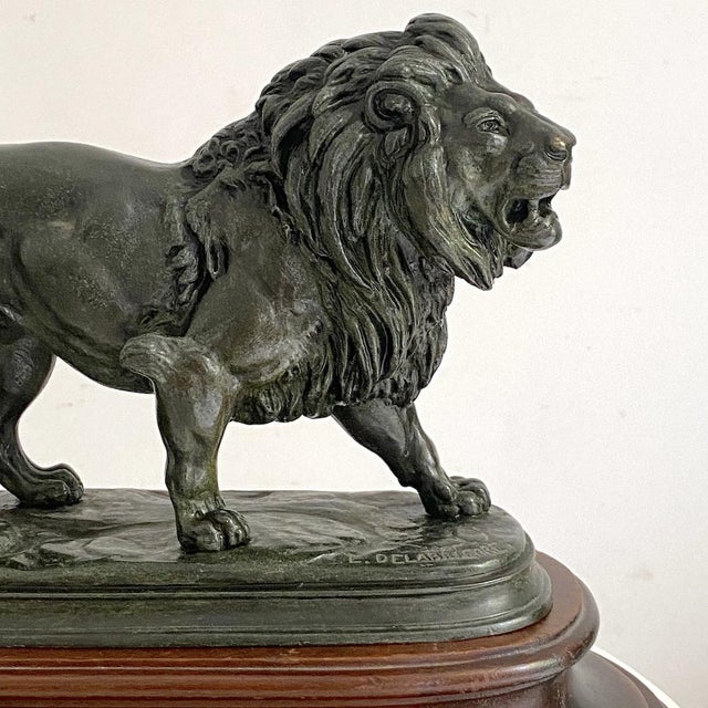Black Delabrierre, Sculpture of a Walking Lion, 1800s, Bronze For Sale - Image 8 of 11