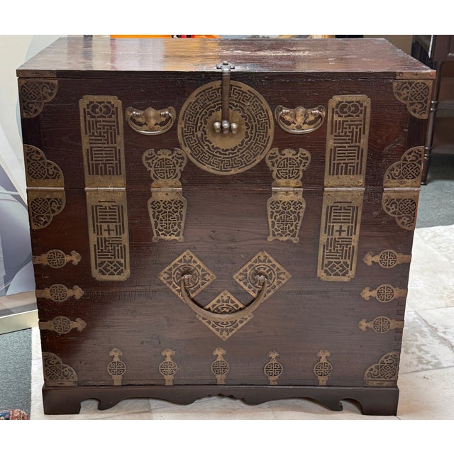 Korean Bandaji Brass Mounted Storage Chest, Vintage For Sale - Image 14 of 14