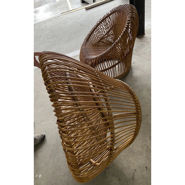 No Tariff Pair of 1960s Rattan Sculptural Mid Century Lounge Chairs, Attributed to Franco Albini For Sale In New York - Image 6 of 12