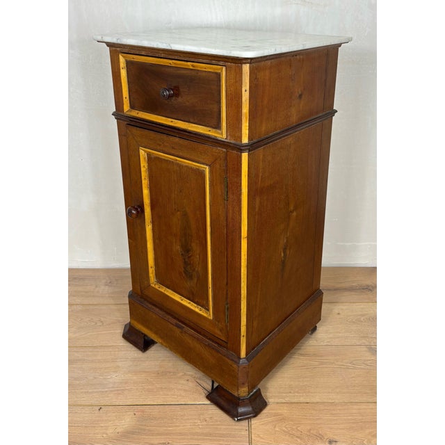 Pair of Spanish Wooden Nightstands with Marble Top, 1930s For Sale - Image 4 of 14