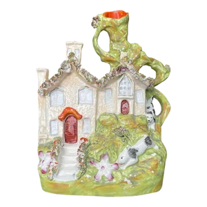 Antique English Victorian Staffordshire Painted Pastille Burner