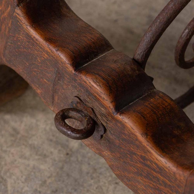 19th Century Spanish Wood and Iron Trestle Table For Sale - Image 10 of 18