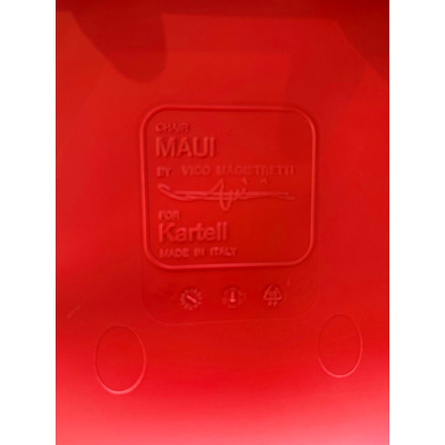 Signed Set 8 Italian Maui Kartell Red Dining Chairs Designed Bu Vico Magistretti For Sale - Image 10 of 11