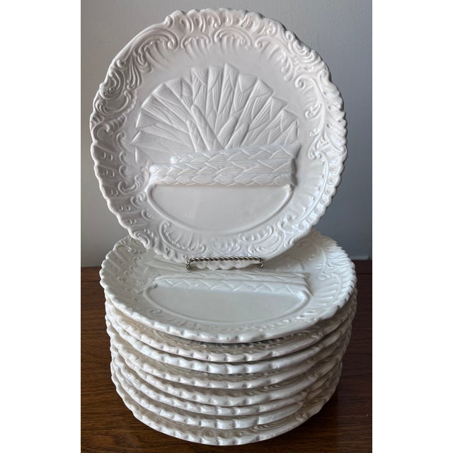 Italian Vintage Creamware Italian Asparagus Plates-Ed Langbien-Set 9 For Sale - Image 3 of 9