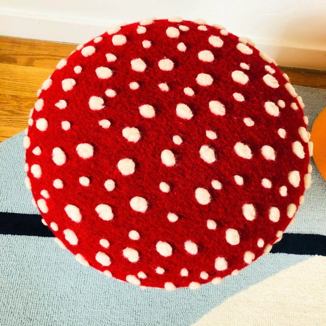 Contemporary Mushroom Ottoman in Wool Fly Agaric For Sale - Image 3 of 9