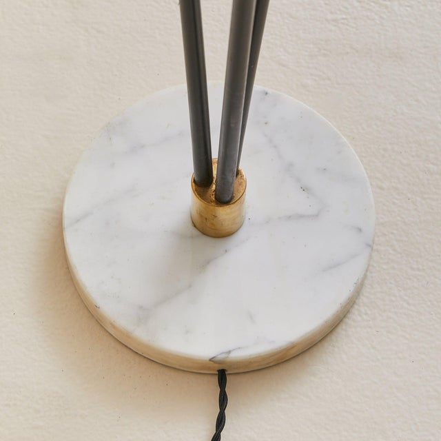 1950s Italian 3-Arm Black Metal Floor Lamp with Opaline Diffusers For Sale - Image 9 of 10