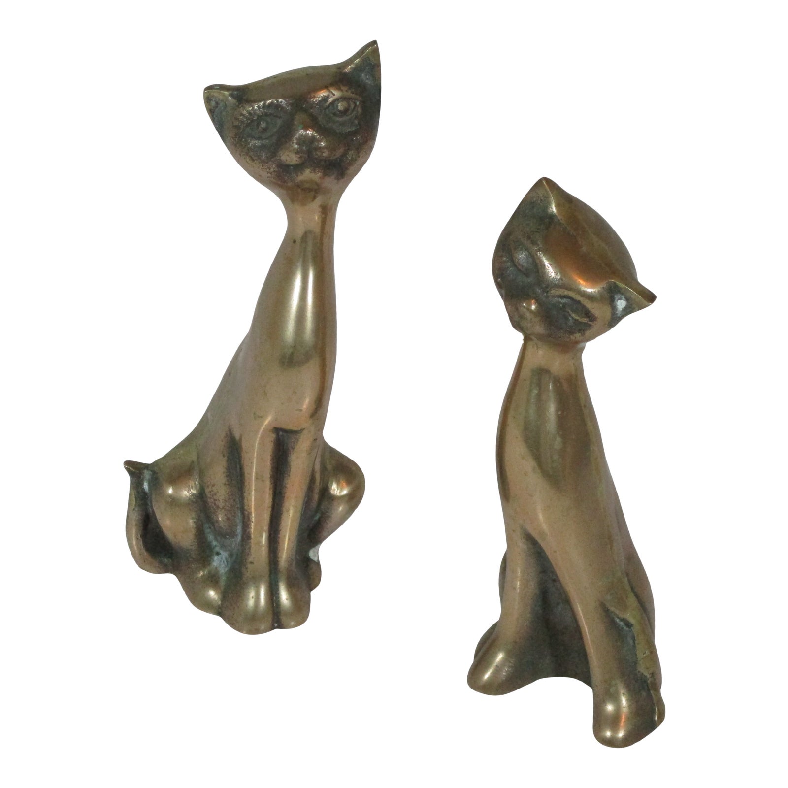 Mid Century Brass Cat Figurines a Pair Chairish