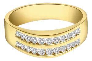 Double Row Diamond Wedding Band .75cttw 14K Yellow Gold, Size 6