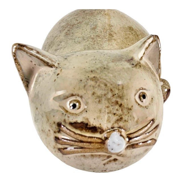 Art Pottery Fat Cat Stoneware Figurine For Sale