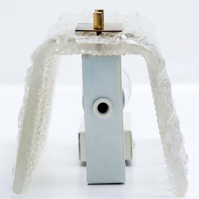 Textured Glass and Brass Wall Lights from J.T. Kalmar, 1960, Set of 2 For Sale - Image 3 of 15