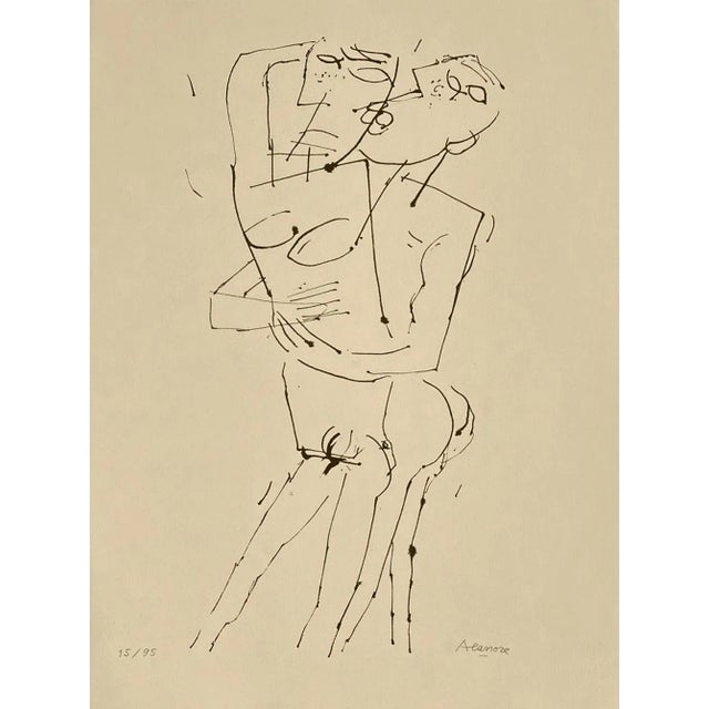 Christiane ALANORE COUPLE 1990 lithograph on Arches paper signed and numbered in pencil 30.3 x 22.4 in published by :...