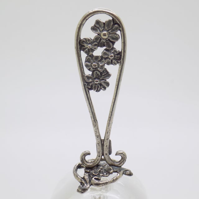 Italian Vintage Italian Handmade Genuine Silver Bell With Decorated Glass and Silver Handle For Sale - Image 3 of 15