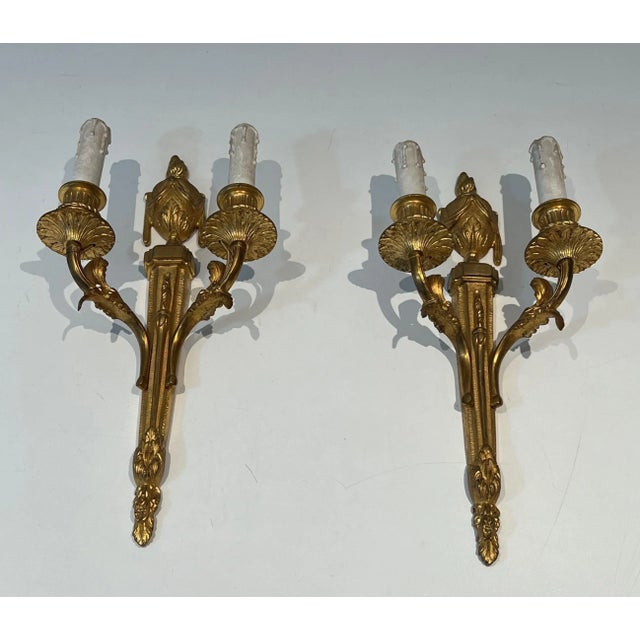 Metal 1940 Louis XVI Style Bronze Wall Sconces - Set of 4 For Sale - Image 7 of 12