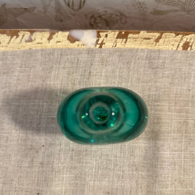 Glass Buzz Blodgett Signed Aqua and Clear Art Glass Controlled Bubble Bud Vase 1989 For Sale - Image 7 of 7