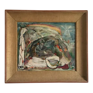 Mid 20th Century Expressionist Figurative Oil Painting by R. MacDonald, Framed