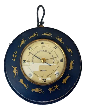 Art Deco Wooden Barometer with Zodiac Signs from Fischer, 1920s