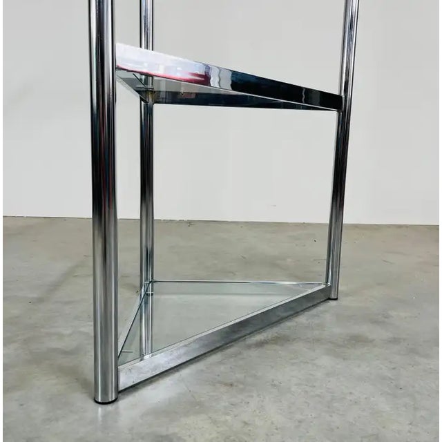 Corner Chrome and Glass Etagere / Shelves in the Style of Milo Baughman For Sale - Image 10 of 10
