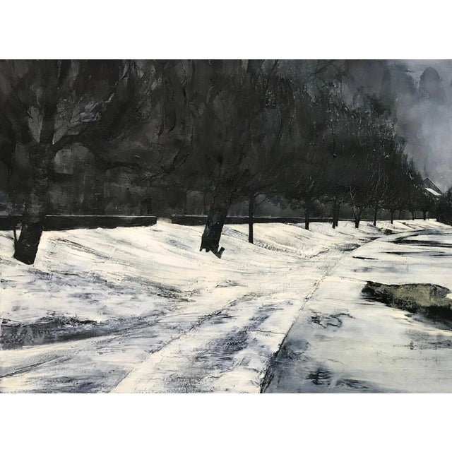 Contemporary Atmospheric Black & White Monochrome Landscape Wilderness Painting by 20th Century Artist. Mark Thompson is a...