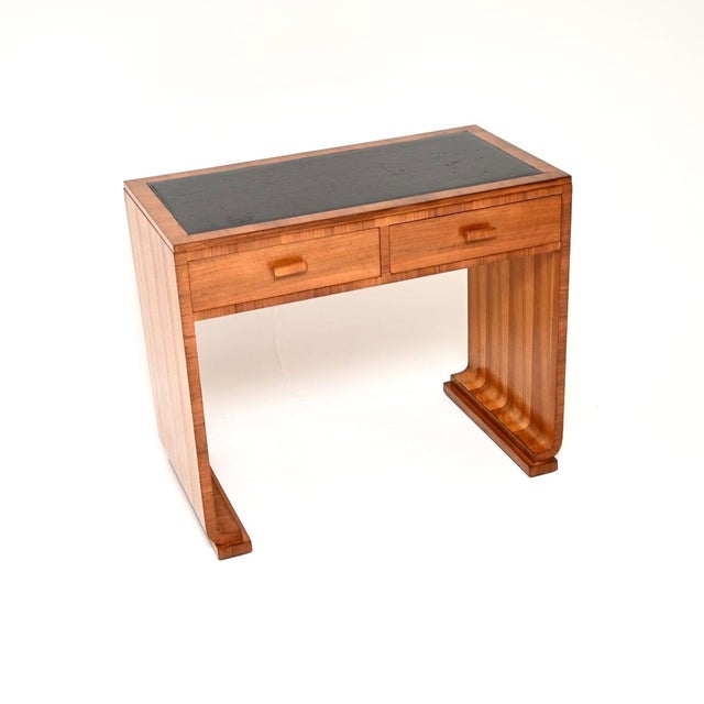 Art Deco Walnut and Leather Top Desk, 1930s For Sale - Image 11 of 11