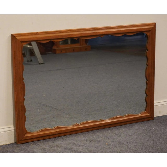American Sprague & Carleton Solid Hard Rock Maple Colonial Early American 48" Scalloped Dresser / Wall Mirror For Sale - Image 3 of 7