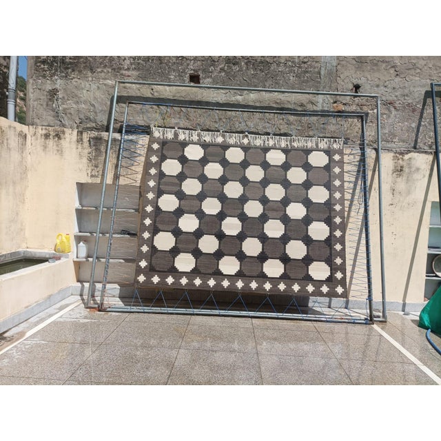 Not Yet Made - Made To Order Handmade Cotton Flat Weave Swedish Tile Rug, Dark Beige, Cream and Brown Dhurrie - 12'x15' For Sale - Image 5 of 14