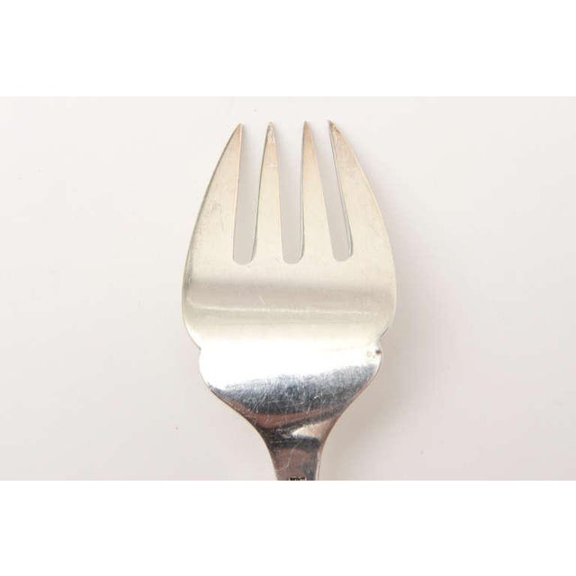 1950s Sterling Silver Hallmarked Danish Frigast Large Serving Fork For Sale - Image 5 of 10