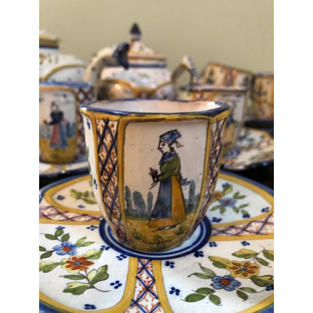 Antique Coffee Set from Henriot Quimper Faience, 1890s-1910s, Set of 24 For Sale - Image 14 of 18