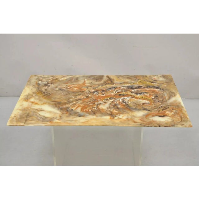 Vintage 1980s Cast Resin Faux Agate Stone Marble Desk Pad With Raised Side Rails For Sale - Image 10 of 10