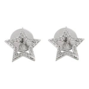 Open Star Celestial Design Diamond Stud Earrings - a Pair