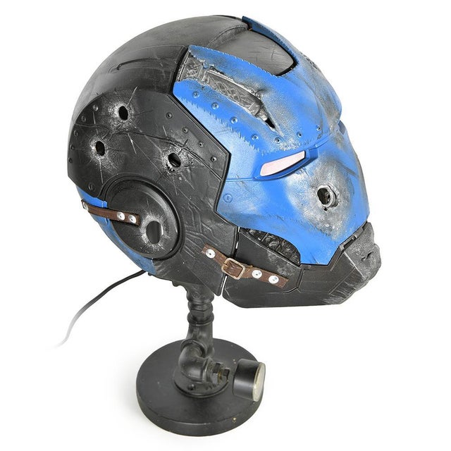Iron Patriot Helmet Turned Into an Industrial Lamp For Sale - Image 3 of 8