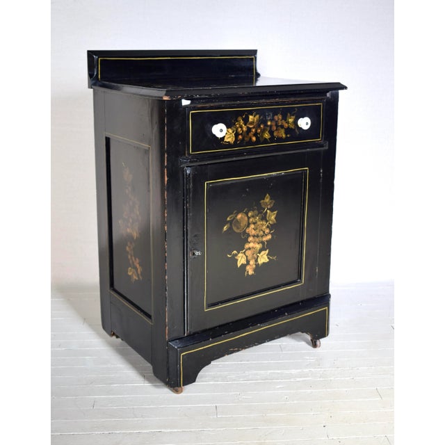 Mid 19th Century Hand Painted Folk Art Wash Stand Cabinet, American, Solid Wood, 19th Century For Sale - Image 5 of 12