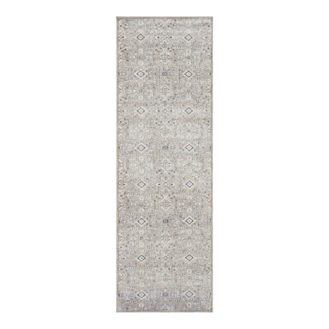 Amber Lewis x Loloi Zuma Silver / Sky 2'-7" x 12'-0" Runner Rug For Sale