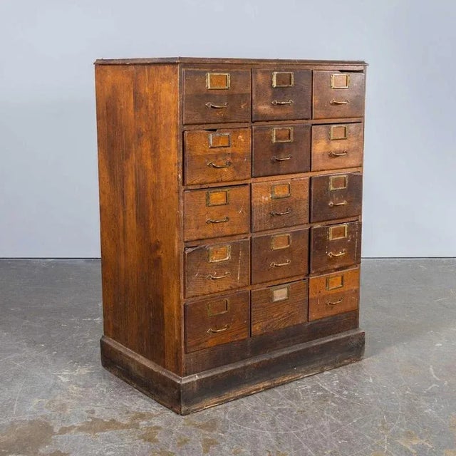 Vintage French Oak Bank of Drawers, 1940s For Sale - Image 4 of 10